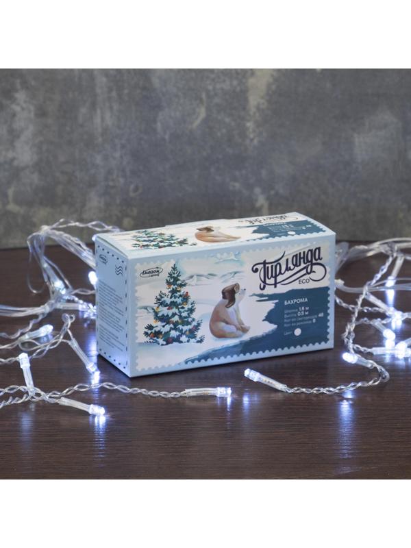 Электрогирлянда Бахрома 1.8х0.5 м, IP20, 48 LED, бел, 8 режимов 3556829