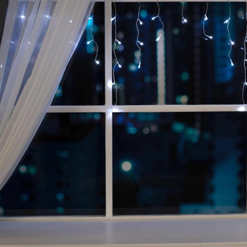 Электрогирлянда Бахрома 3 х 0.5 м , IP20,80 LED, бел, 8 реж, 3556845