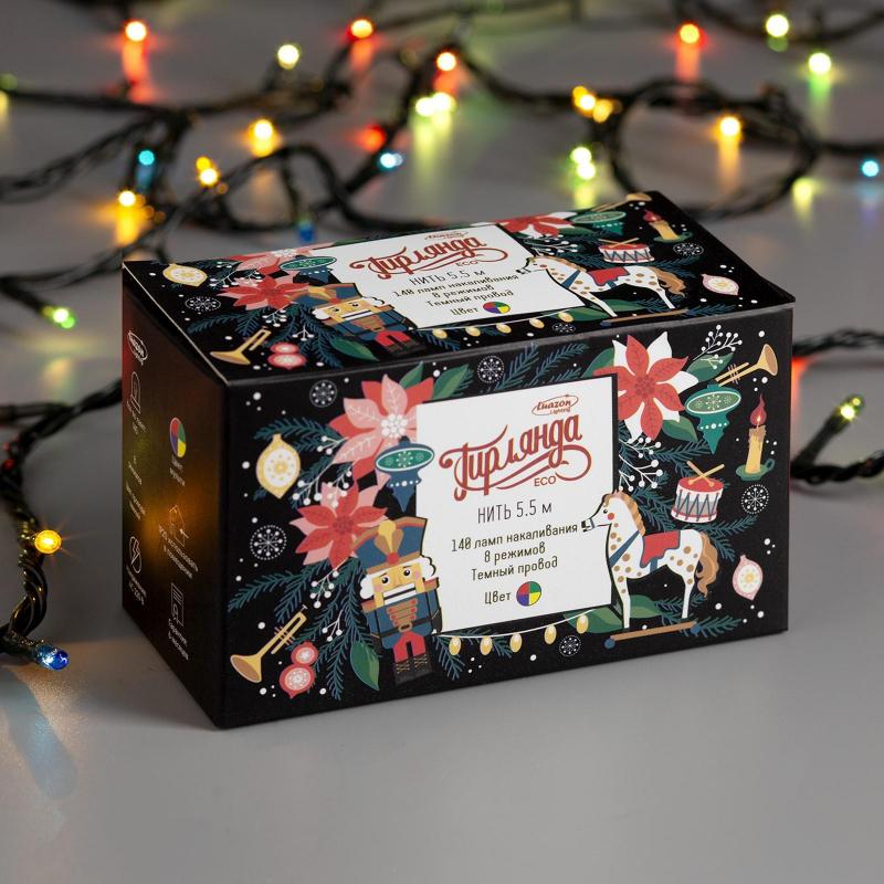 Электрогирлянда Нить 5.5 м,IP20,140 ламп, мульти, 8 режимов, 220 В 670999