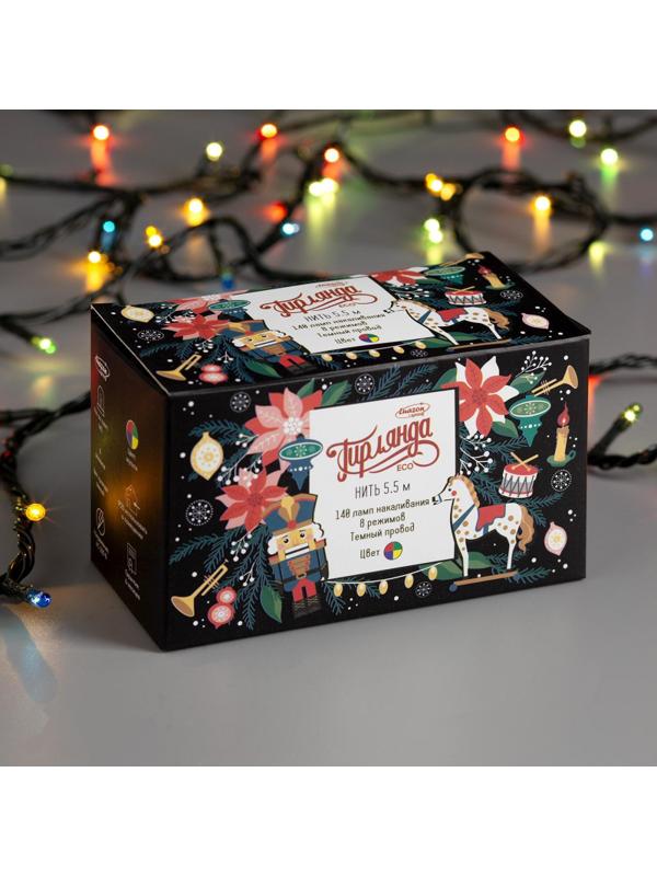 Электрогирлянда Нить 5.5 м,IP20,140 ламп, мульти, 8 режимов, 220 В 670999