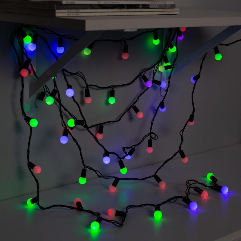 Электрогирлянда Нить 20 мШарики 1.5 см, IP44, 200 LED, мульти 220 В 671568