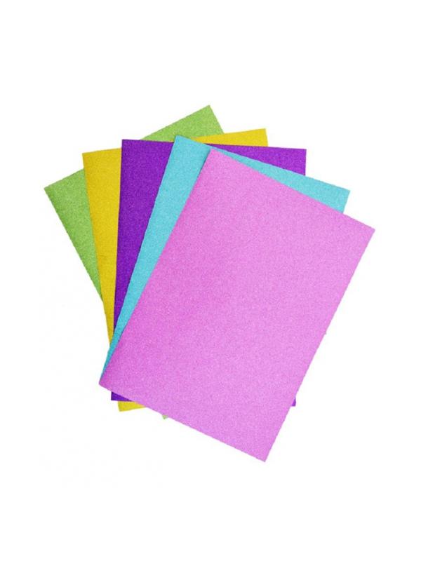 Бумага для поделок самоклеящ фольга с блестками А4 5л. 5цв в ПЭТ С3538-01