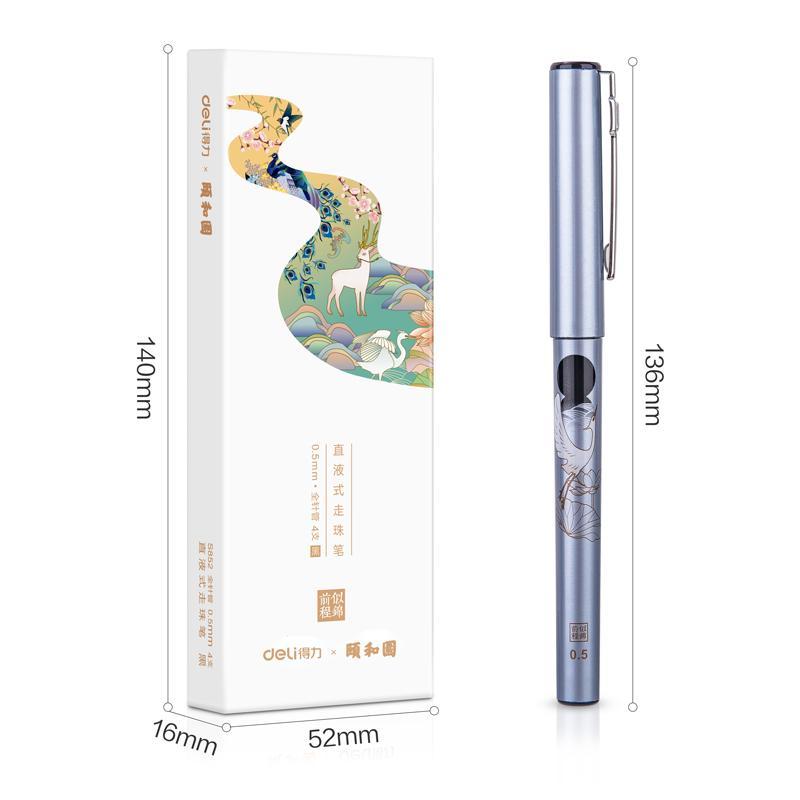 Роллер Deli линия 0,5мм, черная, корпус в ассортименте 4 шт./уп S852