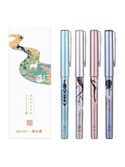 Роллер Deli линия 0,5мм, черная, корпус в ассортименте 4 шт./уп S852