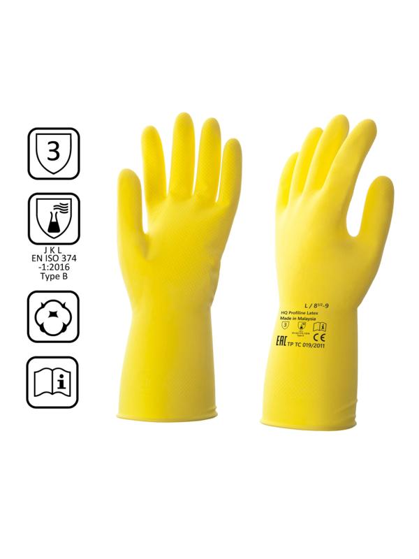 Перчатки латексные HQ Profiline арт.73587 желтые р.L