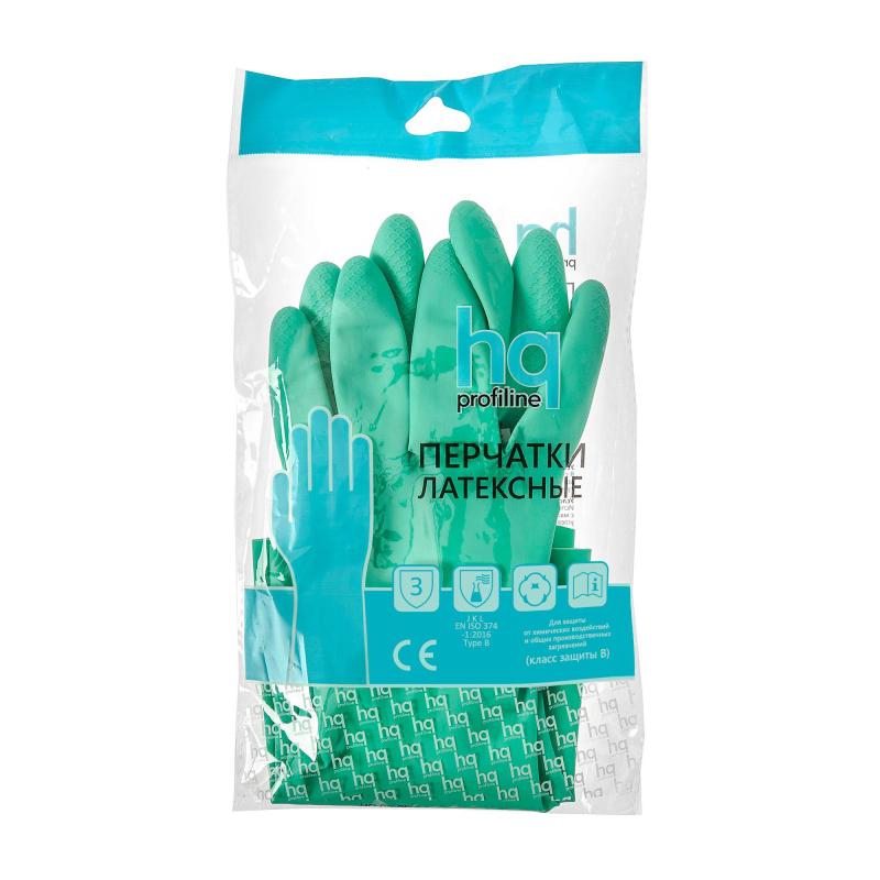 Перчатки латексные HQ Profiline арт.73586 зеленые р.L