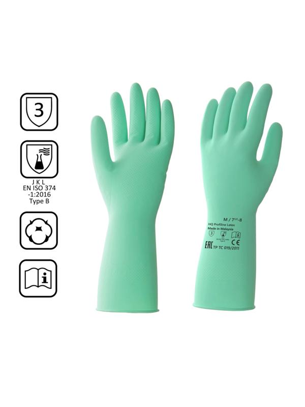 Перчатки латексные HQ Profiline арт.73583 зеленые р.M