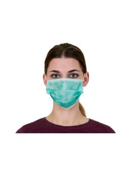 Маска медицинская 3х-слойная, одноразовая, зеленый, 50 шт/уп