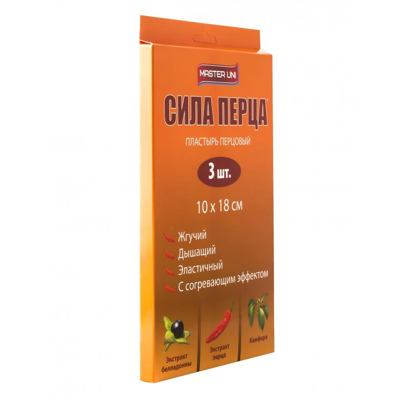 Перевяз. ср-ваПластырь мед. перц,10х18см,перф.Master Uni Сила Перца3ш/у