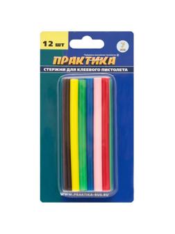 Стержень клеевой ПРАКТИКА d7х100мм, 6 цветов, 12шт. (641-671)