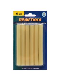 Стержень клеевой ПРАКТИКА d11х100мм желтый/прозрачный, 6шт. (641-633)