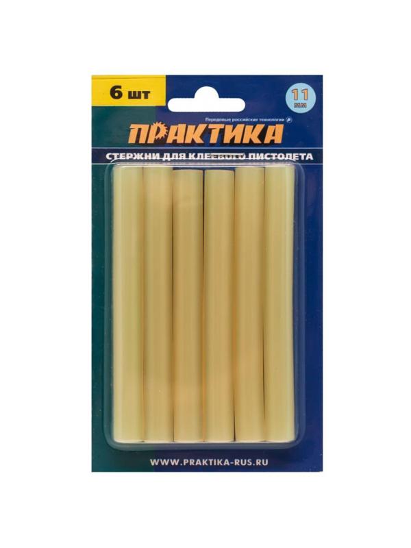 Стержень клеевой ПРАКТИКА d11х100мм желтый/прозрачный, 6шт. (641-633)