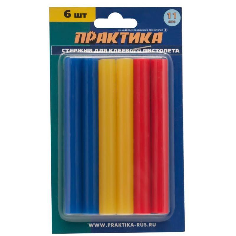 Стержень клеевой ПРАКТИКА d11х100мм, 3 цвета, 6шт. (641-688)