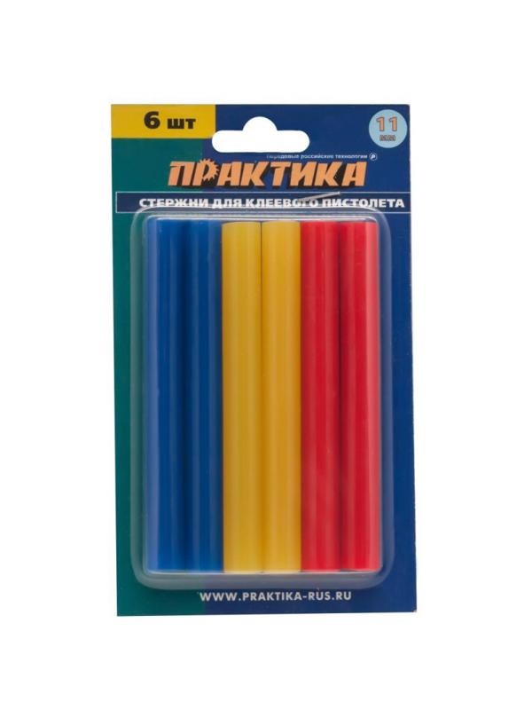 Стержень клеевой ПРАКТИКА d11х100мм, 3 цвета, 6шт. (641-688)