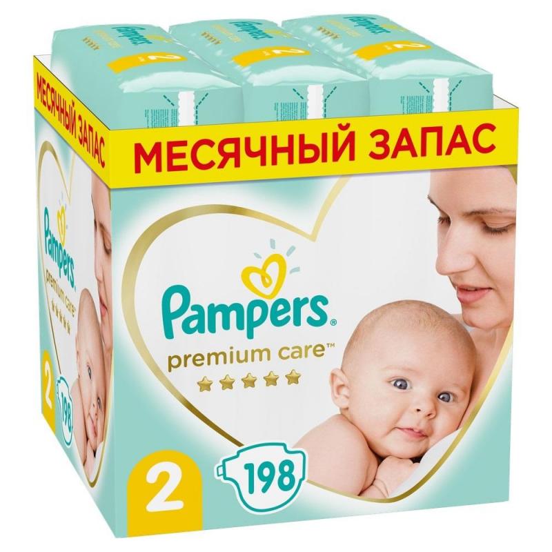 Подгузники PAMPERS Premium Care Mini (4-8кг) Мега Супер Упаковка 198шт