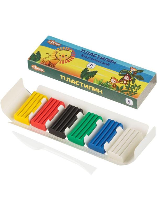 Пластилин №1 School Джунгли 6 цв.,90 гр (вес бруска 15 гр)