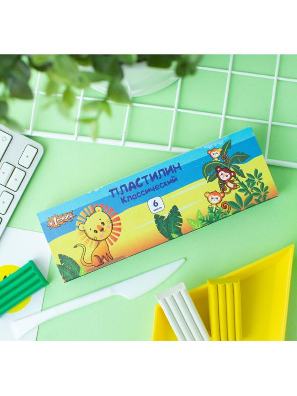 Пластилин №1 School Джунгли 6 цв.,90 гр (вес бруска 15 гр)
