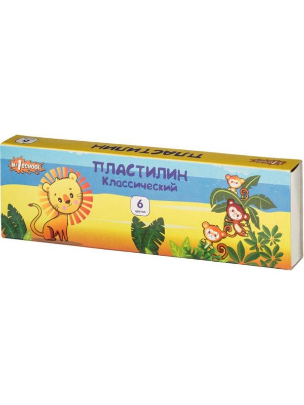 Пластилин №1 School Джунгли 6 цв.,90 гр (вес бруска 15 гр)