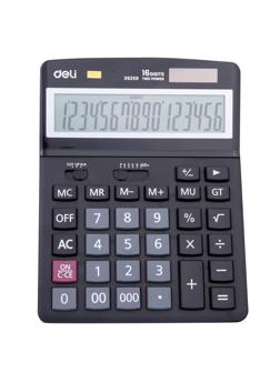 Калькулятор настольный ПОЛНОРАЗМЕРНЫЙ  Deli, двойное питание, черн E39259