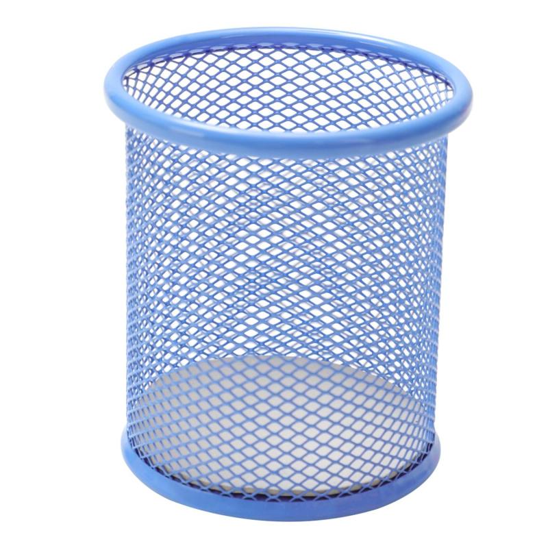 Подставка для письменных принадлежностей,круг,мет сетка, цв в асс, 91x98 мм