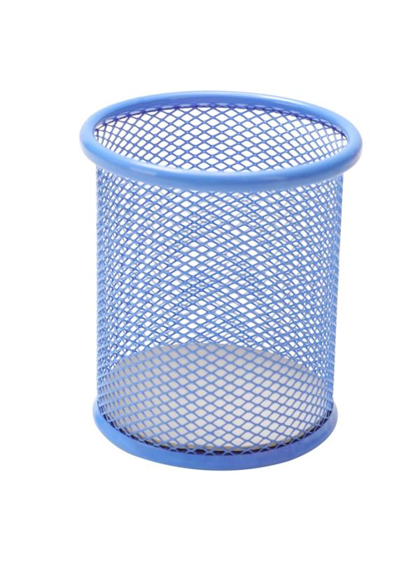 Подставка для письменных принадлежностей,круг,мет сетка, цв в асс, 91x98 мм