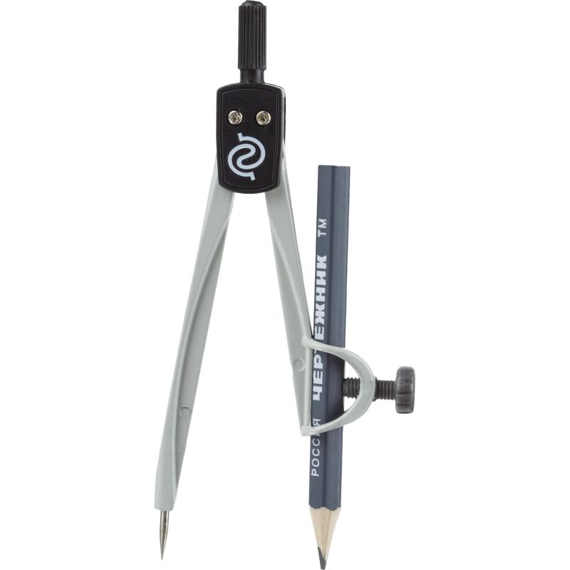 Циркуль Глобус ЦНК-40БС Козья ножка, 125 мм, в блистере с карандашом, серый