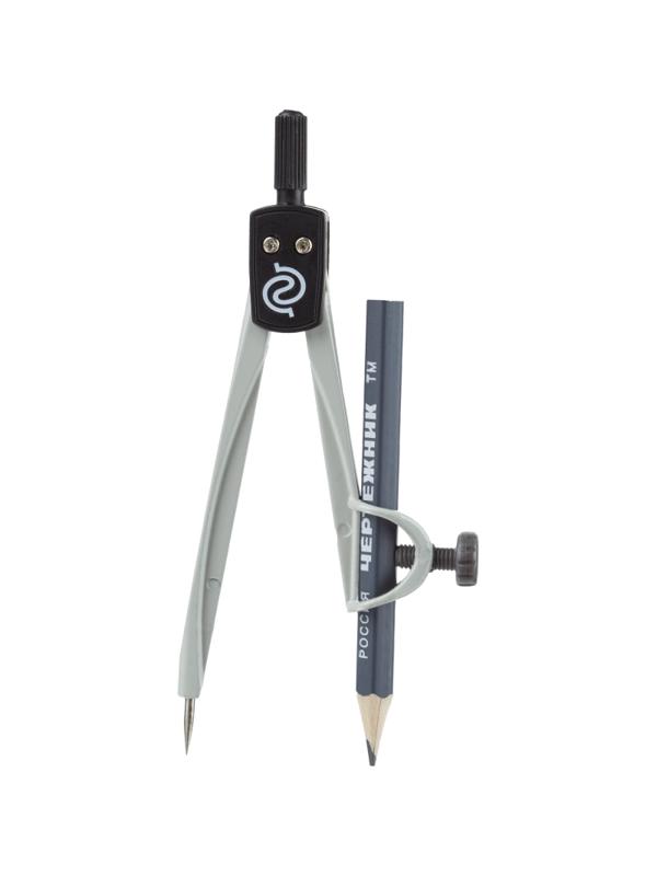 Циркуль Глобус ЦНК-40БС Козья ножка, 125 мм, в блистере с карандашом, серый