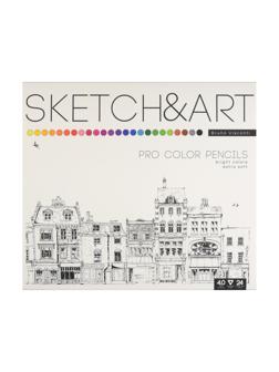 Набор карандашей цветных для скетч SKETCH&ART 24 цв в мет коробке 30-0042