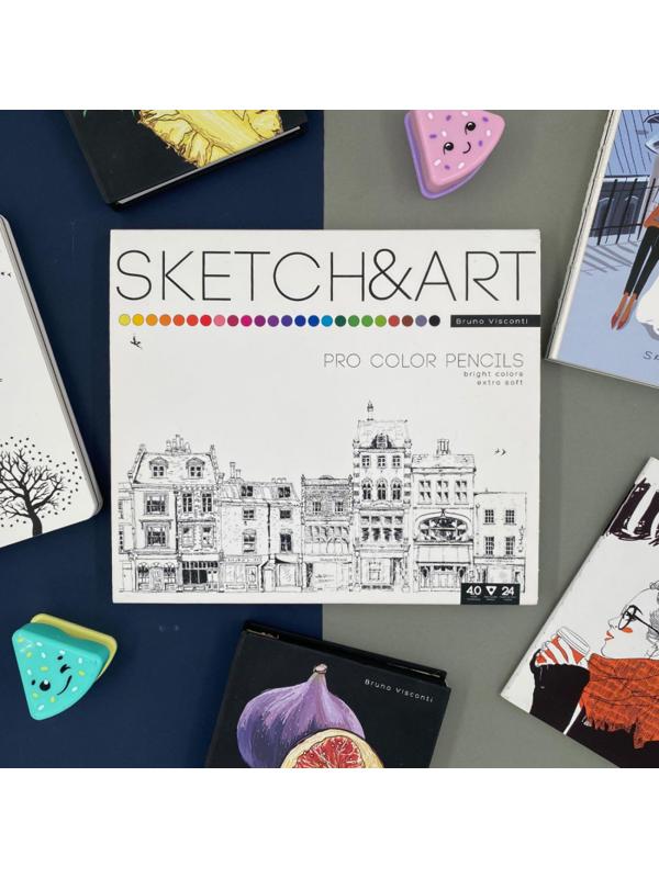 Набор карандашей цветных для скетч SKETCH&ART 24 цв в мет коробке 30-0042