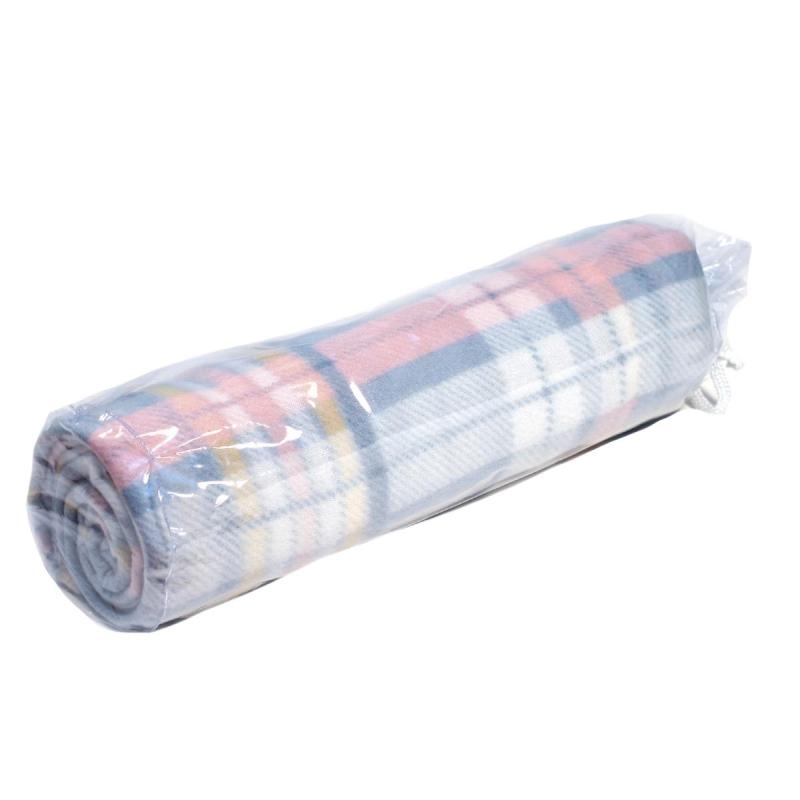 Плед Флис 130х150 см, 120 гр/м2 Орнамент Клетка Тартан светло-голубая