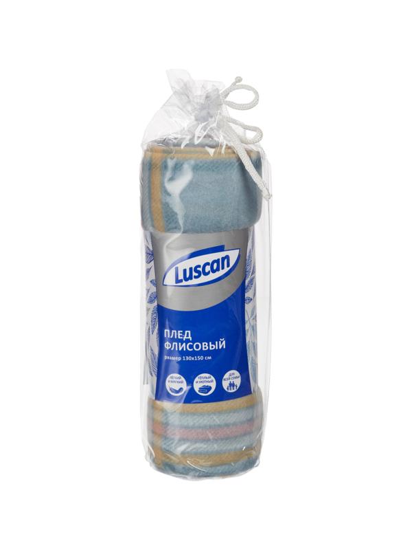 Плед Флис 130х150 см, 120 гр/м2 Орнамент Клетка Тартан светло-голубая