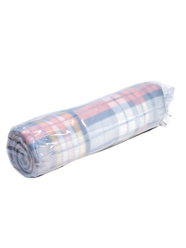 Плед Флис 130х150 см, 120 гр/м2 Орнамент Клетка Тартан светло-голубая