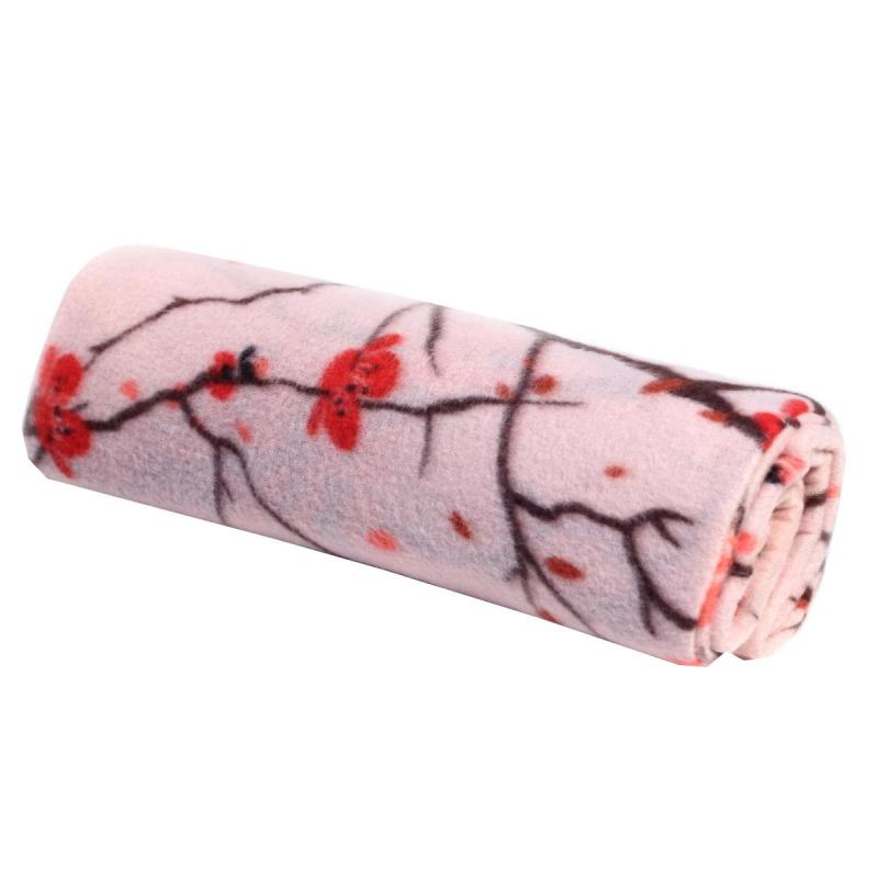 Плед Флис 130х150 см, 120 гр/м2 Орнамент Ветки сакуры