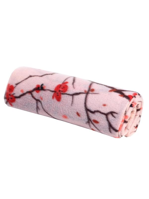 Плед Флис 130х150 см, 120 гр/м2 Орнамент Ветки сакуры