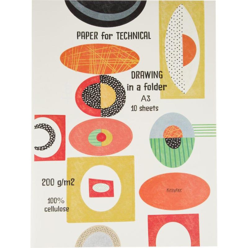 Папка для черчения Kroyter А3,10л,блок ватман 200г,Modern, 65086