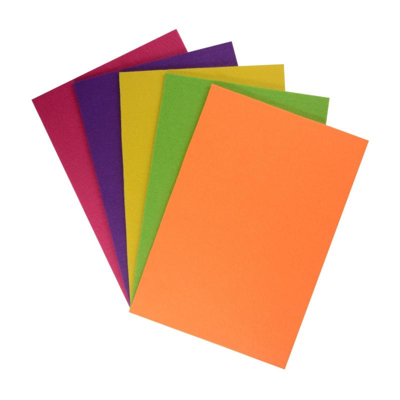 Набор Фетра для рукоделия, 4мм,530 г/м.кв.,яркие цвета 5 л.5 цв.,11-405-236