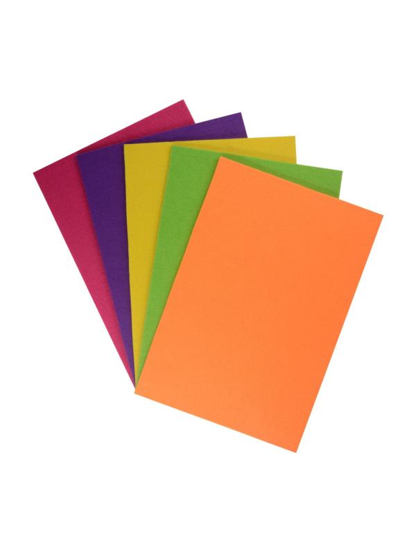 Набор Фетра для рукоделия, 4мм,530 г/м.кв.,яркие цвета 5 л.5 цв.,11-405-236