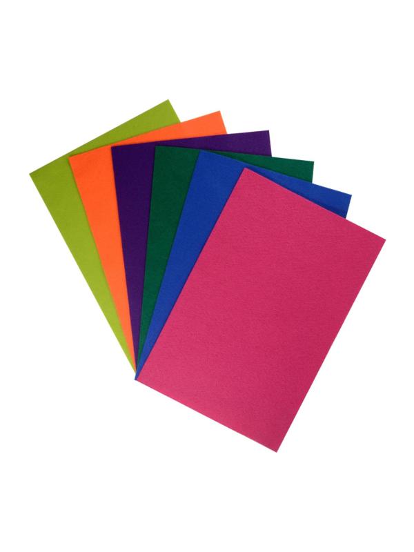 Набор Фетра для рукоделия яркие цвета 6 л.6 цв.,11-406-219