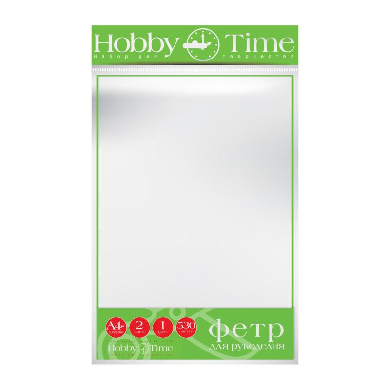 Фетр 4мм, 530 г/м.кв., ф. а4, 19.5х28.8см, 2 листа (белый),2-156/15