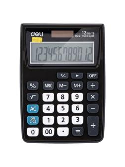 Калькулятор карманный Deli E1122, 12раз, LCD-дисплей, дв.питание,серый