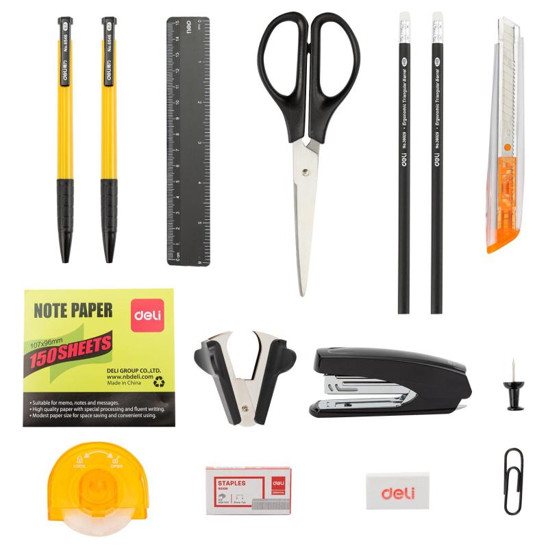 Набор настольный канцелярский Deli E38252A 17 предметов черный/ прозрачный