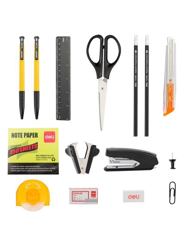 Набор настольный канцелярский Deli E38252A 17 предметов черный/ прозрачный