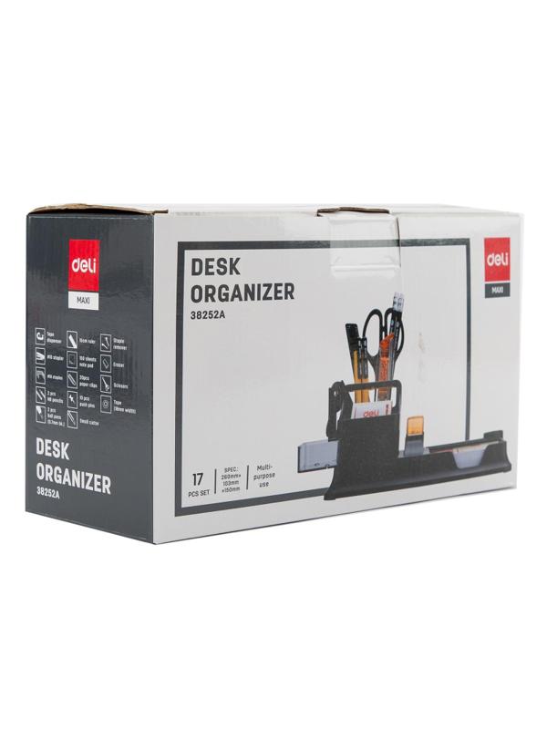 Набор настольный канцелярский Deli E38252A 17 предметов черный/ прозрачный