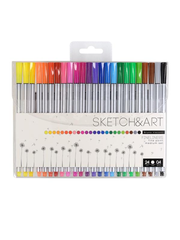 Набор линеров для скетчинга SKETCH&ART В ПВХ кармане 0.4 мм 24 цв 36-0013