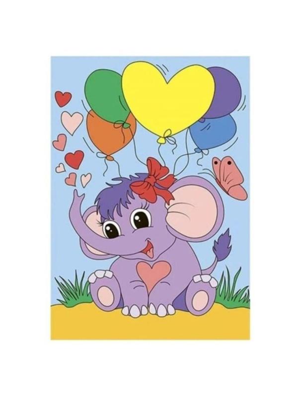 Картина по номерам  для малышей Забавный слоненок, Ркн-038