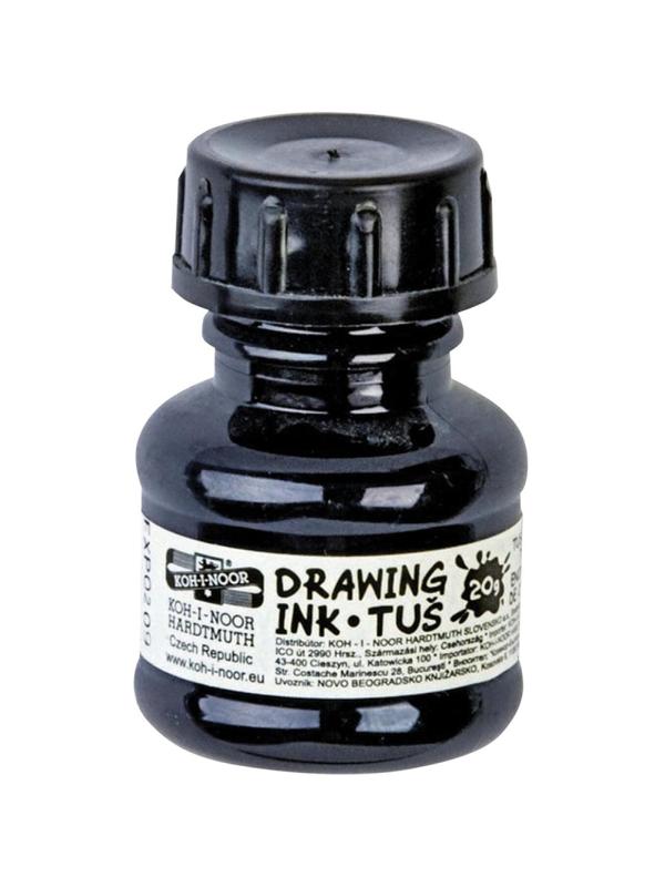 Тушь акриловая KOH-I-NOOR плакатная 20гр, черная, флакон 0141701002LP