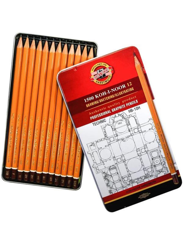 Набор карандашей чернгр KOH-I-NOOR TECHNIC HB-10H 12шт мет.к.1502012007PLRU