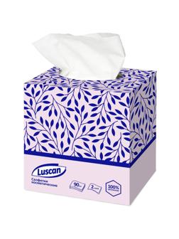 Салфетки косметические Luscan 2сл 90шт/уп в кубе белые