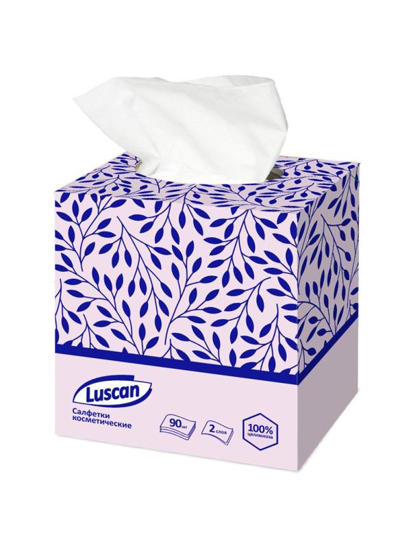 Салфетки косметические Luscan 2сл 90шт/уп в кубе белые
