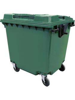 Контейнер-бак мусорный 1100л на 4-х колесах с крышкой, зеленый